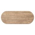 Russo Fluted Console Table - 2 Drawer - Oval - Ash Brown - Travertine Top and Metal