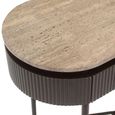 Russo Fluted Console Table - 2 Drawer - Oval - Ash Brown - Travertine Top and Metal