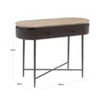 Russo Fluted Console Table - 2 Drawer - Oval - Ash Brown - Travertine Top and Metal