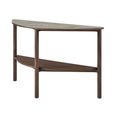 Willow Console Table - Half Moon - Tobacco Walnut and Beige - Wood and Marble Effect