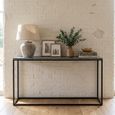 Behat Console Table - Hand Crafted - Black and White - Bone Inlay and Metal