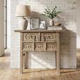 Carved Console Table - 2 Drawer - Rustic Natural - Elm Wood