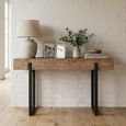 Yantai Console Table - Natural and Black - Pine Wood and Metal