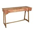 Bleached Hand Carved Console Table - Rustic Natural - Solid Wood