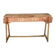 Bleached Hand Carved Console Table - Rustic Natural - Solid Wood