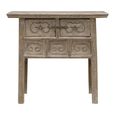 Carved Console Table - 2 Drawer - Rustic Natural - Elm Wood