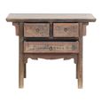 Console Table - 3 Drawer - Distressed Rustic Brown - Elm Wood