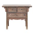 Console Table - 3 Drawer - Distressed Rustic Brown - Elm Wood