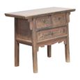 Console Table - 3 Drawer - Distressed Rustic Brown - Elm Wood