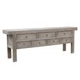 Console Table - 7 Drawer - Low - Rustic Weathered Grey - Elm Wood