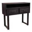 Dalst Carved Console Table - 2 Drawer - Black - Dark Wood