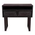 Dalst Carved Console Table - 2 Drawer - Black - Dark Wood