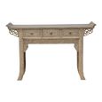 Hand Carved Console Table - 3 Drawer - Grey - Solid Wood