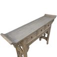 Hand Carved Console Table - 3 Drawer - Grey - Solid Wood