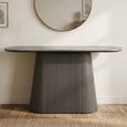 Barletta Console Table - Oval - Fluted Base - Dark Grey - Sintered Stone and Wood