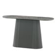Barletta Console Table - Oval - Fluted Base - Dark Grey - Sintered Stone and Wood