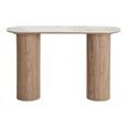 Athens Console Table - Oval - Fluted Base - White and Brown - Ceramic and Wooden