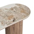 Athens Console Table - Oval - Fluted Base - White and Brown - Ceramic and Wooden