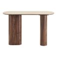 Delphi Curved Console Table - Oval - Pedestal Base - Dark Brown - Ceramic and Wooden