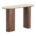 Delphi Curved Console Table - Oval - Pedestal Base - Dark Brown - Ceramic and Wooden