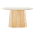 Larvik Console Table - Oval - Pedestal Base - Off White and Natural - Granite and Wooden
