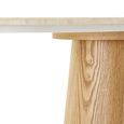 Larvik Console Table - Oval - Pedestal Base - Off White and Natural - Granite and Wooden
