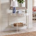 Fish Console Table - Half Moon - White - Glass and Metal