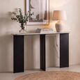 Mathilde Console Table - Oval - Panel Base - Black and Grey - Marble Top