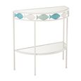 Fish Console Table - Half Moon - Light Blue and White - Glass and Metal