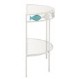 Fish Console Table - Half Moon - Light Blue and White - Glass and Metal