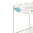 Fish Console Table - Half Moon - Light Blue and White - Glass and Metal