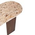 Mathilde Console Table - Oval - Panel Base - Walnut and Beige - Marble Top