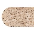 Mathilde Console Table - Oval - Panel Base - Walnut and Beige - Marble Top