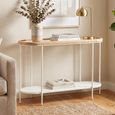 Mati Curved Console Table - Oval - Natural and White - Fir Wood and Metal