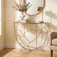 Moza Console Table - Half Moon - Geometric Design - Clear and Gold - Glass and Metal