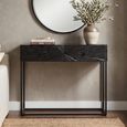 Shanil Console Table - 2 Drawer - Sunburst Desgin - Black - Wood and Metal