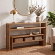 Slatted Console Table - 2 Tier - Natural - Recycle Teak Wood