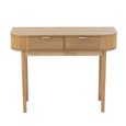 Curved Console Table - 2 Drawer - Fluted - Natural - Pine Wood