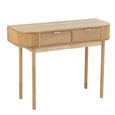 Curved Console Table - 2 Drawer - Fluted - Natural - Pine Wood