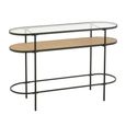 Curved Console Table - Oval - Natural and Black - Glass and Metal