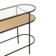 Curved Console Table - Oval - Natural and Black - Glass and Metal