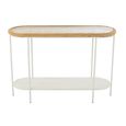 Mati Curved Console Table - Oval - Natural and White - Fir Wood and Metal