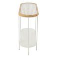 Mati Curved Console Table - Oval - Natural and White - Fir Wood and Metal
