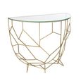 Moza Console Table - Half Moon - Geometric Design - Clear and Gold - Glass and Metal