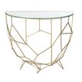 Moza Console Table - Half Moon - Geometric Design - Clear and Gold - Glass and Metal