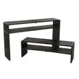 Slatted Console Table - 2 Tier - Black - Recycle Teak Wood