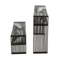 Slatted Console Table - 2 Tier - Black - Recycle Teak Wood