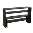 Slatted Console Table - 2 Tier - Black - Recycle Teak Wood