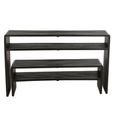 Slatted Console Table - 2 Tier - Black - Recycle Teak Wood