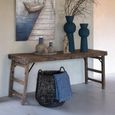 Aged Distressed Console Table - Brown - Recycled Wood